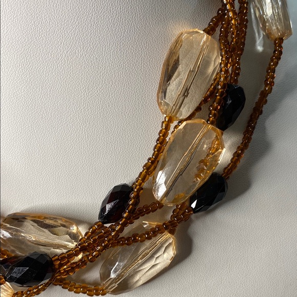 Premier Designs Multi-Strand Amber and Black Necklace - Picture 3 of 3
